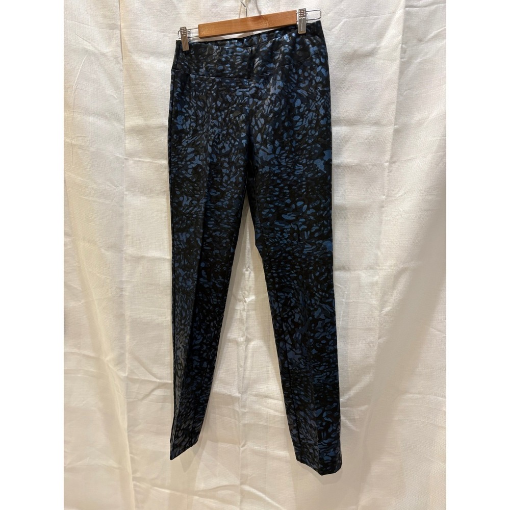 Lena Gabrielle Pants Pull On Blue Metallic Floral Stretch‎ Women's  Size 4
